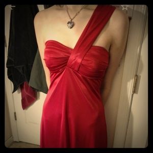 Red floor length formal dress